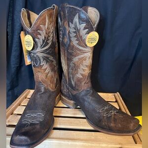 Corral Men's Western Brown Snip Toe Rough Out Leather Boots. Size 12D. NEW!